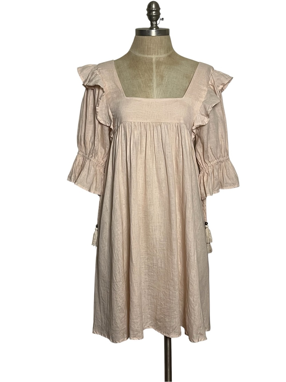 Spell & The Gypsy Collective Mae Linen Ruffle Babydoll Dress S Cottagecore - Picture 4 of 13